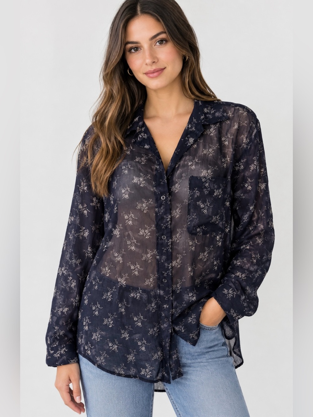 Denim & Supply Ralph Lauren
Floral Print Shirt Top Collared
Sheer M